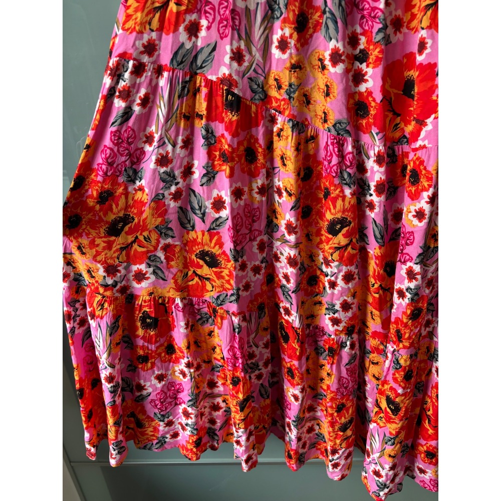 Hello Molly Speak to my Heart Midi Maxi Dress Pink Floral Strapless Cutout Tier - Picture 4 of 11